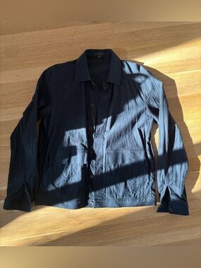 COS Dark Navy Button-Front Lightweight Shirt Jacket